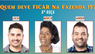 Enquete A Fazenda 2023 + Votação R7: quem sai: Lucas, Márcia ou Sander? Quem fica na 8ª Roça?