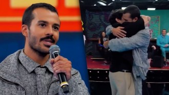 Mateus, do BBB 25, reencontra namorado no Domingão com Huck