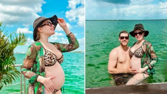 Paulinha Leite exibe barrigão da gravidez de gêmeos: '5 meses de muito amor'