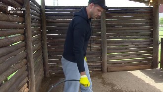 Guilherme Leão acorda cedo para limpar chiqueiro da sede