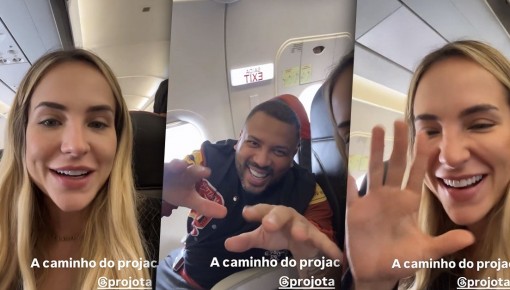 Gabi Martins encontra Projota em voo rumo à Final do BBB 25