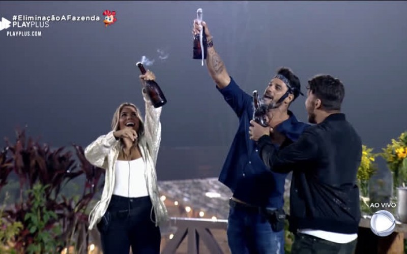 Diego, Hari e Lucas brindam à vaga na final de ‘A Fazenda’