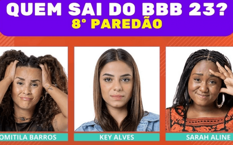 Enquete BBB 23 + Votação Gshow: Domitila, Key ou Sarah, quem sai e quem fica no 8º Paredão?