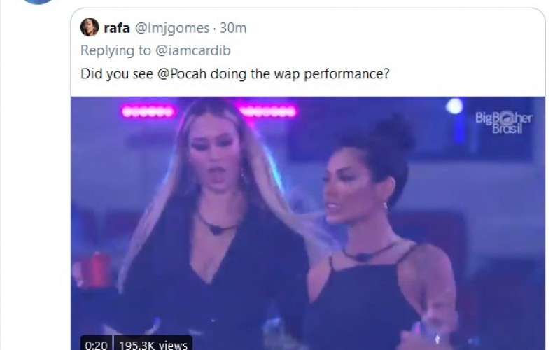 Cardi B comenta performance de Pocah no BBB21: 