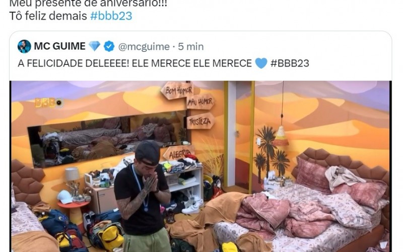 Lexa comemora Poder Supremo de MC Guimê no BBB 23: 