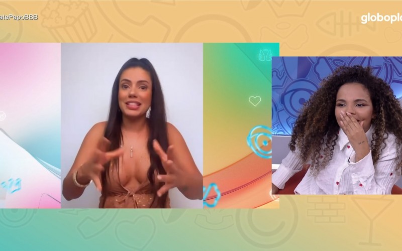 No Bate-Papo BBB, Fernanda conta fofocas para Pitel: 