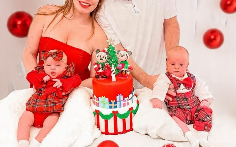 Paulinha Leitte celebra os dois meses dos gêmeos