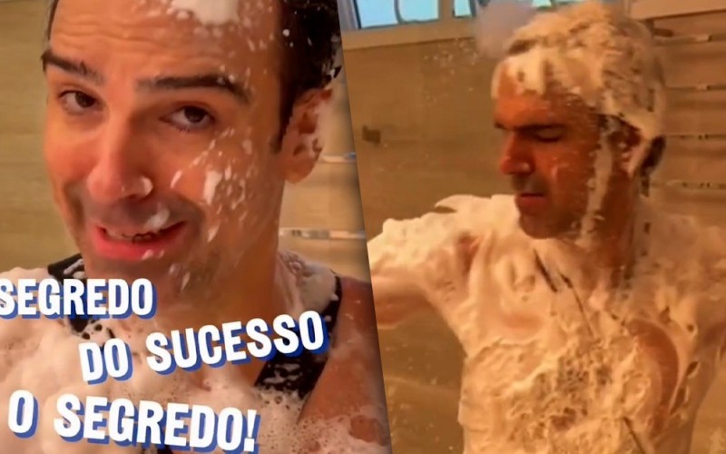 Tadeu Schmidt relembra banho de espuma de Brigido