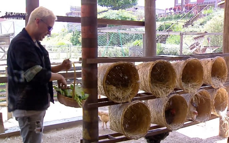 Viny Vieira canta e imita Silvio Santos para as galinhas