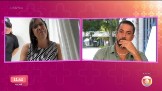 Maike chora em papo com a mãe no Mais Você e ela diz: 'Não vou deixar de puxar sua orelha'