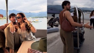 Nattan carrega malas de Rafa Kalimann durante viagem e brinca: 'Minha função aqui é essa'