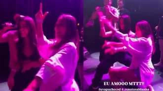 No Ceará, Renata vai a festa com Eva, sobe ao palco e dança: 'A surucucu voltou'