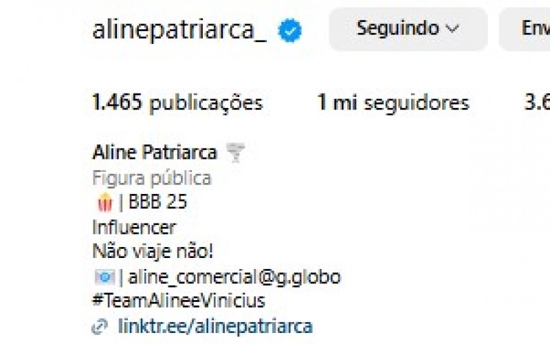 Aline é a primeira Pipoca do BBB 25 a atingir 1 milhão de seguidores nas redes