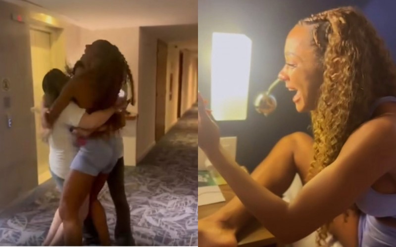 Aline, filha da Delma, e a irmã do Vinícius se encontraram fora do BBB 25