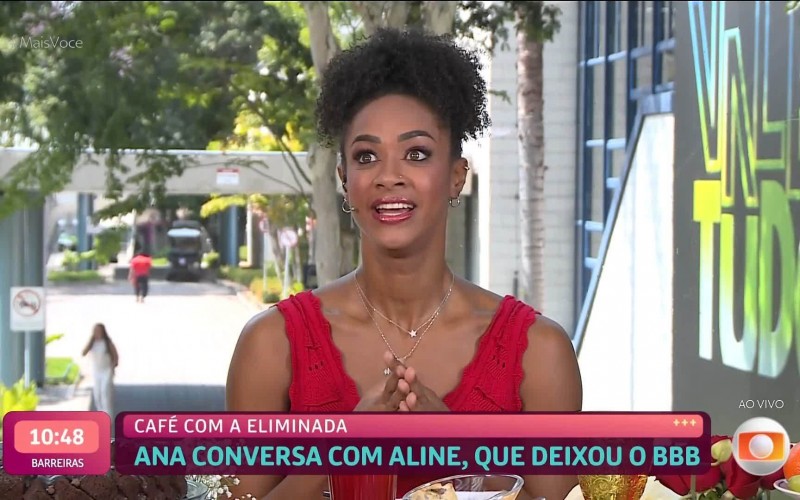 Aline no Mais Você: reveja os vÃdeos da entrevista da 12ª eliminada do BBB 25