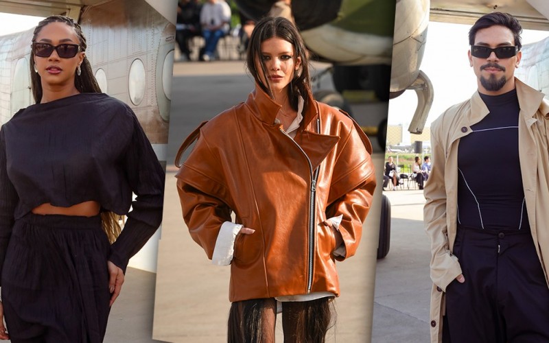 Aline Patriarca e Vinicius Nascimento prestigiam Vitória Strada no SPFW
