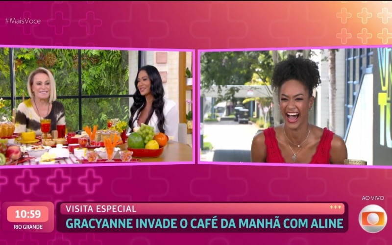Aline revê Gracyanne Barbosa e declara: