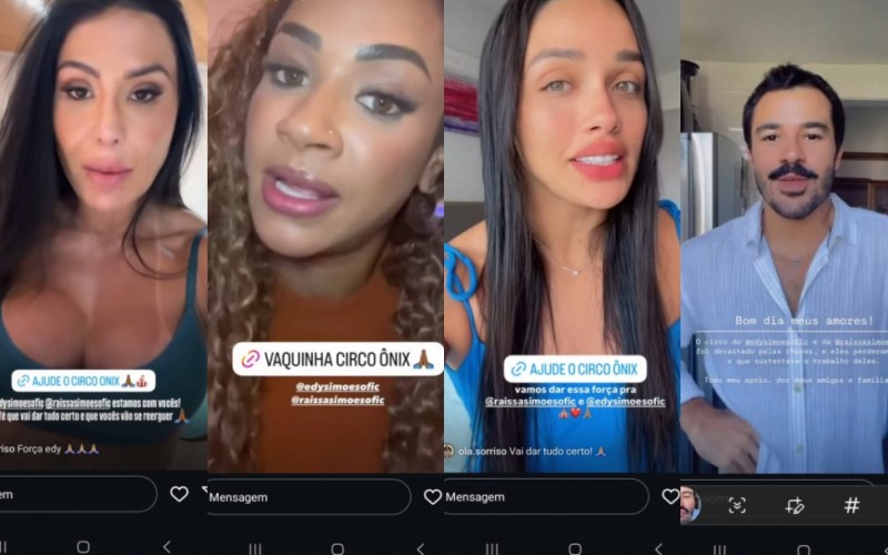 Após temporal, ex-BBBs se mobilizam em vaquinha para reconstrução de circo de Edilberto e Raissa