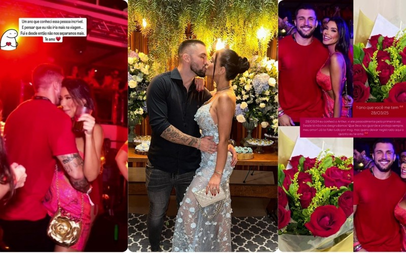 Arthur, do BBB 21, e Ivy, do BBB 20, comemoram 1 ano desde que se conheceram