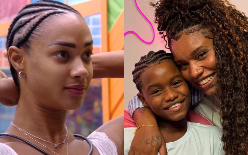 Camilla usa filho de modelo para ensinar a fazer trança de Aline no BBB 25: