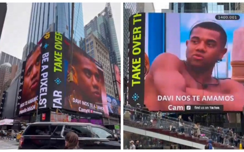 Campeão do BBB 24, Davi ganha homenagem de fãs na Times Square: