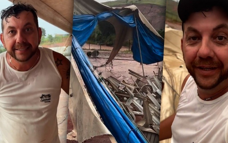 Circo de Edilberto e RaÃssa, do BBB 25, é tombado após temporal: