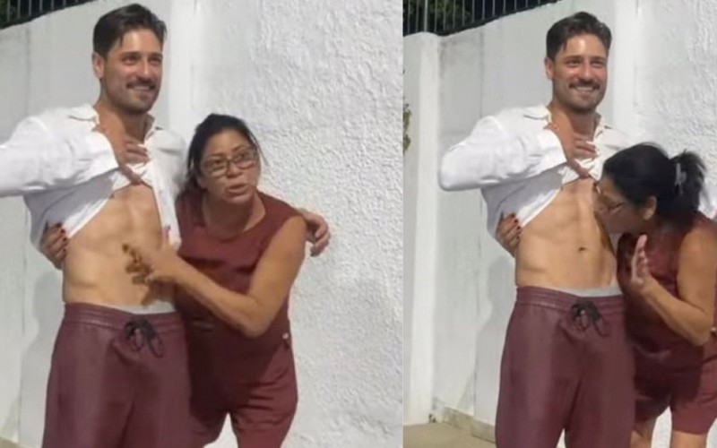 Delma beija tanquinho de Daniel Rocha, namorado de vitória strada