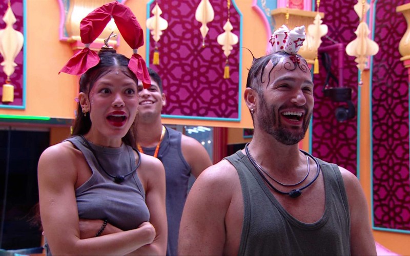 Diego Hypolito e Vitória Strada fazem desfile com Cabelo Maluco no BBB 25