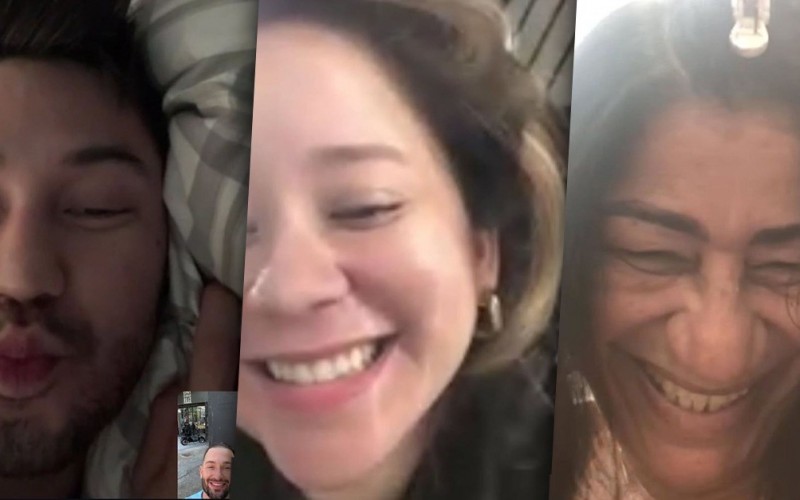Diego Hypolito faz videochamadas com Arthur Nory, mulher de Guilherme e Delma