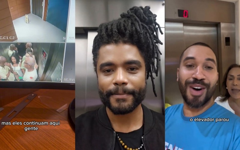 Diogo Almeida e Vilma ficam presos em elevador, e Gil do Vigor narra resgate: