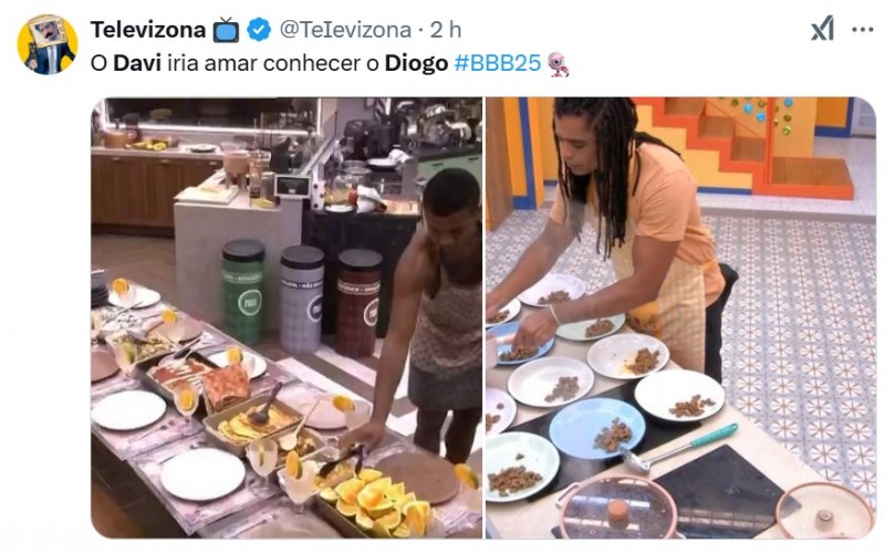 Diogo Almeida prepara pratos e põe a mesa na Xepa, e web compara ator a ex-BBB