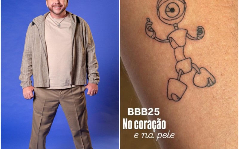 Edilberto, do BBB 25, faz tatuagem em homenagem ao Big Brother Brasil