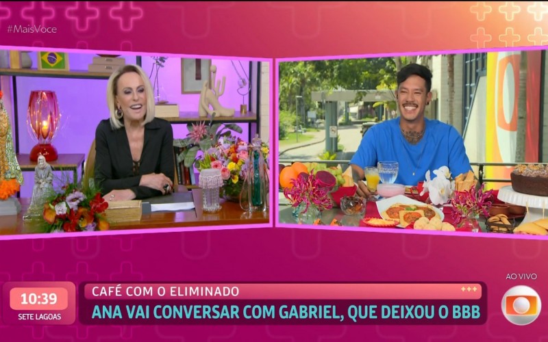 Eliminado do BBB 25, Gabriel toma café da manhã com Ana Maria Braga