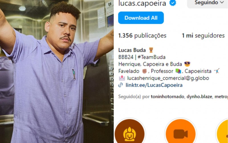 Ex-BBB Lucas Buda alcança um milhão de seguidores após apelo no Instagram