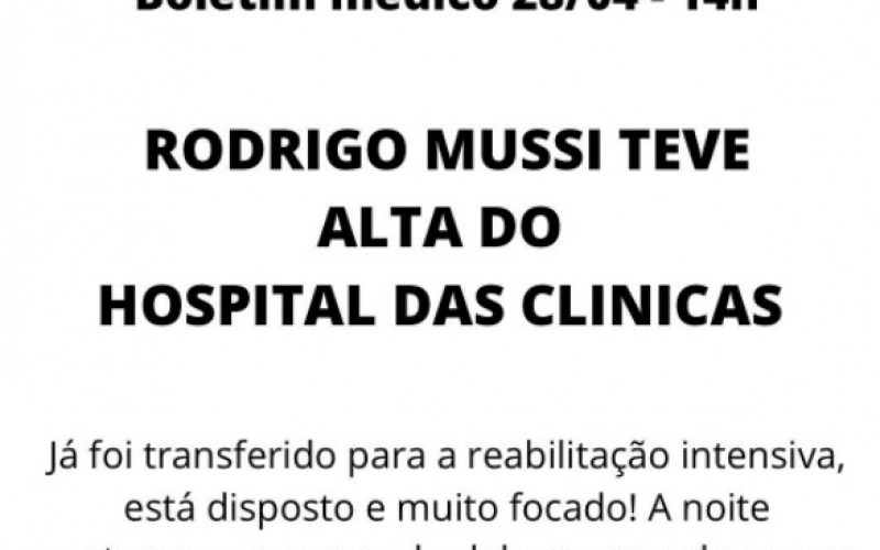 Ex-BBB Rodrigo Mussi tem alta
