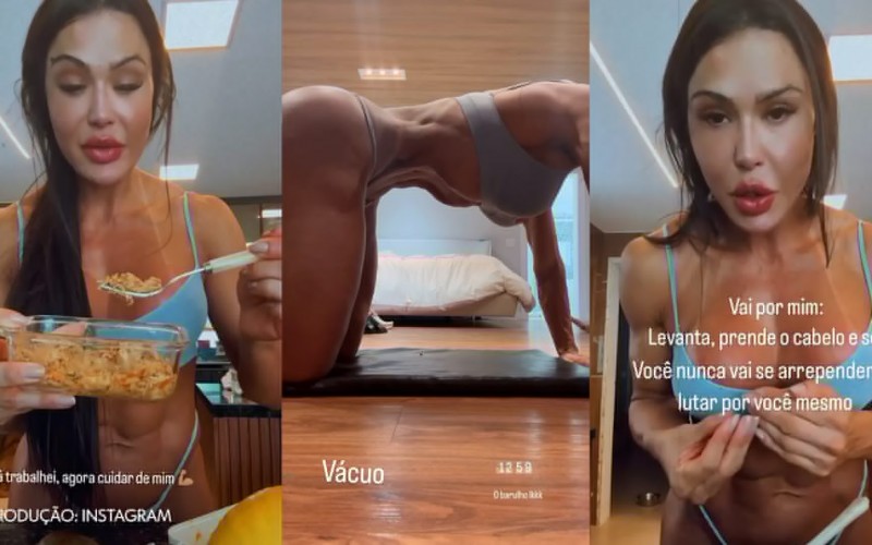 Gracyanne Barbosa fala sobre rotina de cuidados com a saúde e mostra técnica do vácuo abdominal