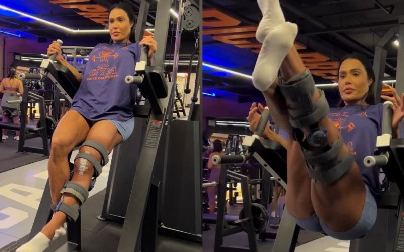 Gracyanne Barbosa mostra evolução nos treinos após cirurgia: