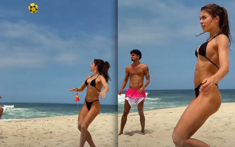 Jade Picon posta vÃdeo jogando futevôlei de biquÃni e fala de