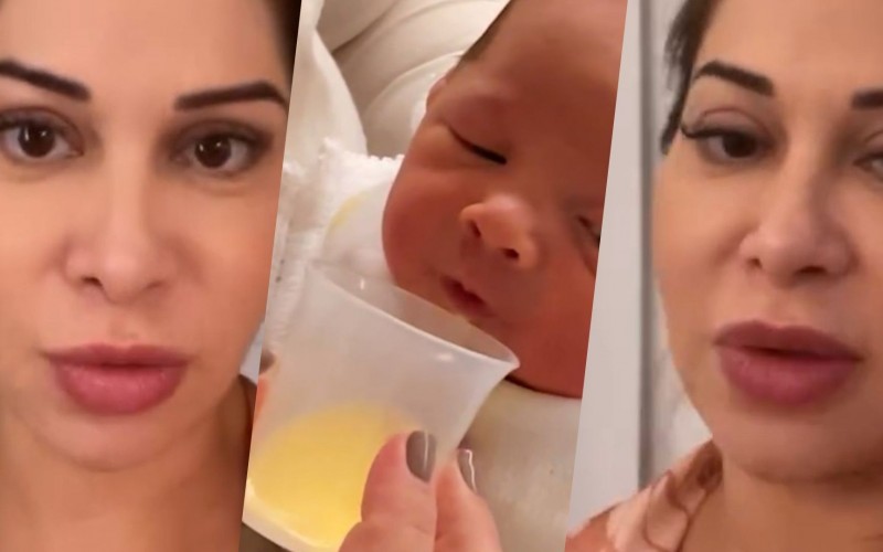 Maíra Cardi explica por que filha recém-nascida já usa copo para tomar leite