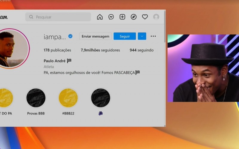 No Bate-Papo BBB, Paulo André fica surpreso ao saber que tem quase 8 milhões de seguidores nas redes sociais