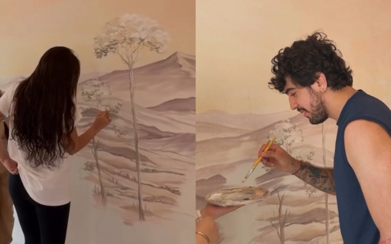 Rafa Kalimann e Nattan fazem pintura do quarto da filha, Zuza: