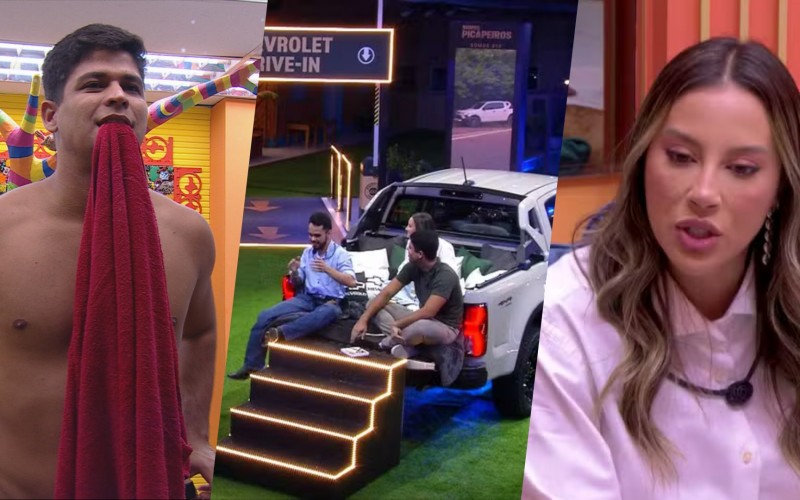 Resumo BBB 25 de hoje: última madrugada de finalistas tem drive-in, questionamento de imitação e saudades