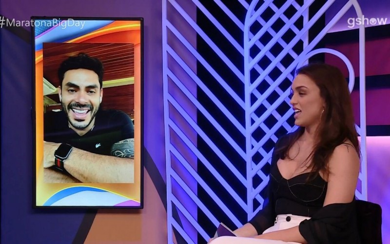 Rodolffo, do BBB21, brinca com Rafa Kalimann, sua ex, na Maratona Big Day: