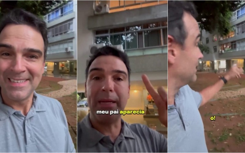 Tadeu Schmidt volta à quadra onde morou na infância e relembra chamado do pai: