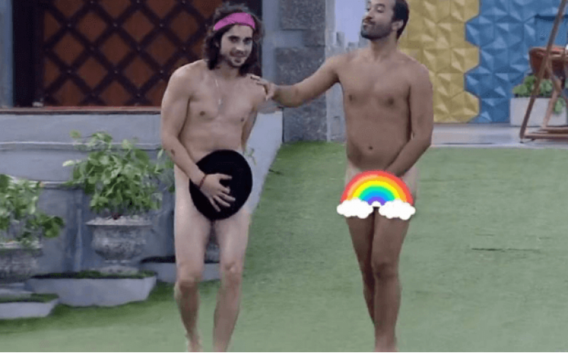 Globo exibe Fiuk e Gilberto pelados e dando selinho no