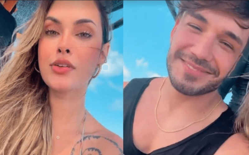 Oficializou? Ex-BBB Sarah Andrade surge aos grudes com Lucas Viana e agita romance: "Tá tÃmido ele"