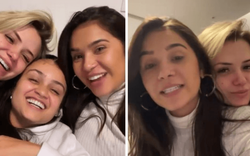 Um ano após o BBB20, Gizelly Bicalho reencontra amiga Marcela Mc Gowan e conhece sua namorada: "Somos lindas"