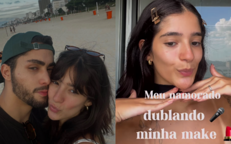 Muito amor e blush! Gui Vieira grava trend com a namorada e diverte fãs do casal